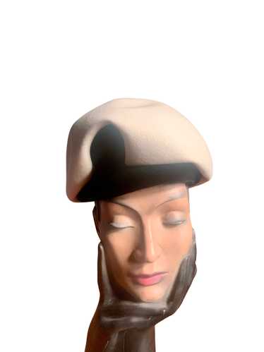 60s Pierre Balmain Ivory & Black Felt Hat