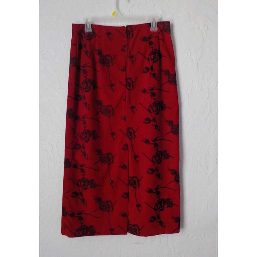 Vintage Briggs Red Maxi Floral Pencil Skirt Women… - image 3