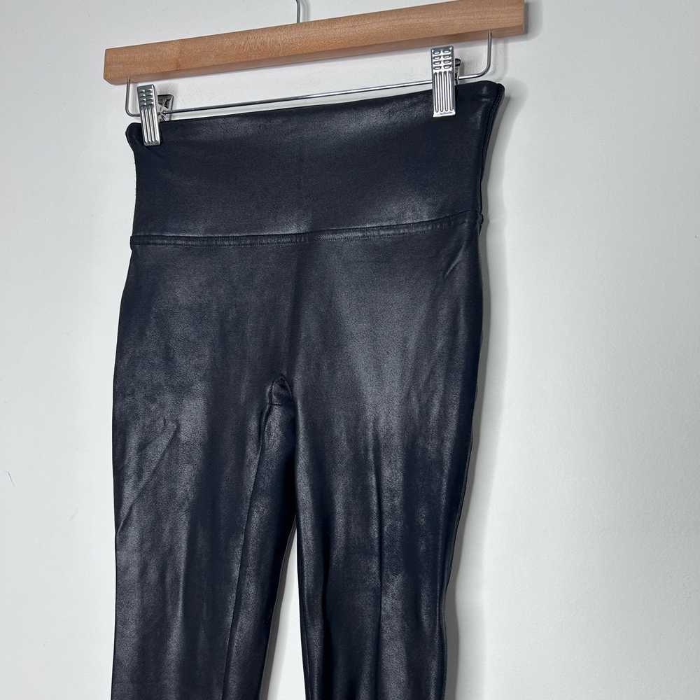 Spanx Faux Leather Black Leggings High Rise Women… - image 3