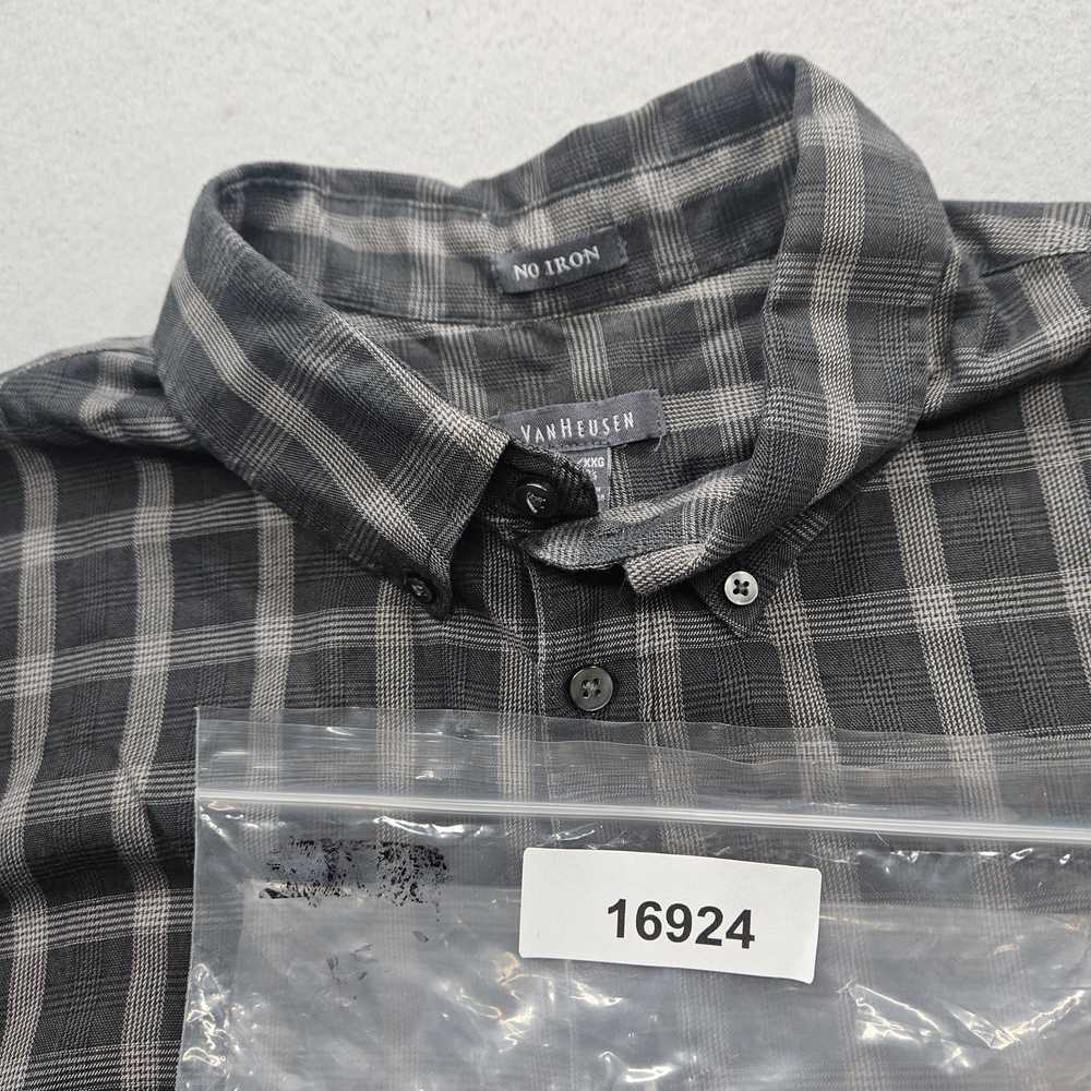 Van Heusen Men's XXL Black & Gray Plaid Button Do… - image 11