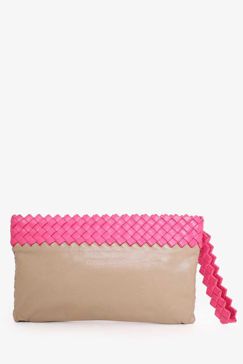 Bottega Veneta Brown/Pink Intrecciato-Trimmed Lea… - image 3