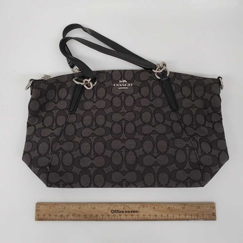 Coach Signature Kelsey Black & Gray Canvas Satchel - image 1