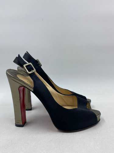 Authentic Christian Louboutin Satin Black Slingba… - image 1