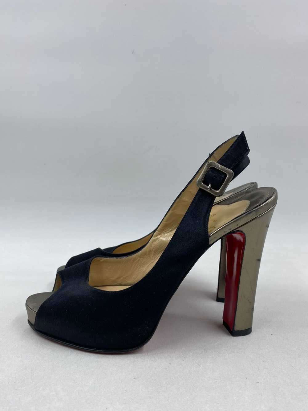 Authentic Christian Louboutin Satin Black Slingba… - image 3