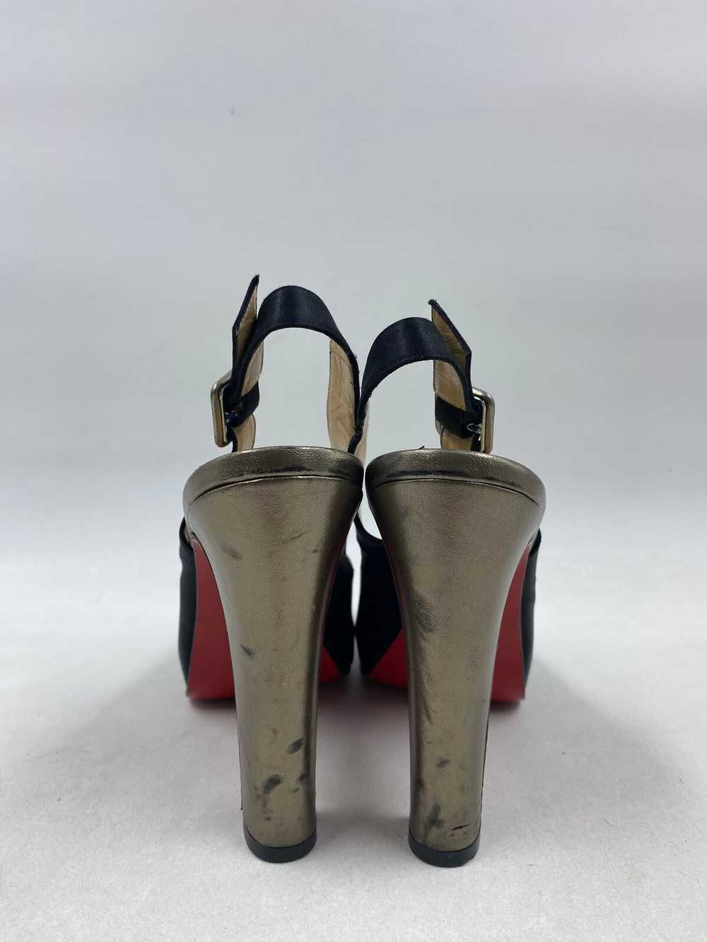 Authentic Christian Louboutin Satin Black Slingba… - image 4