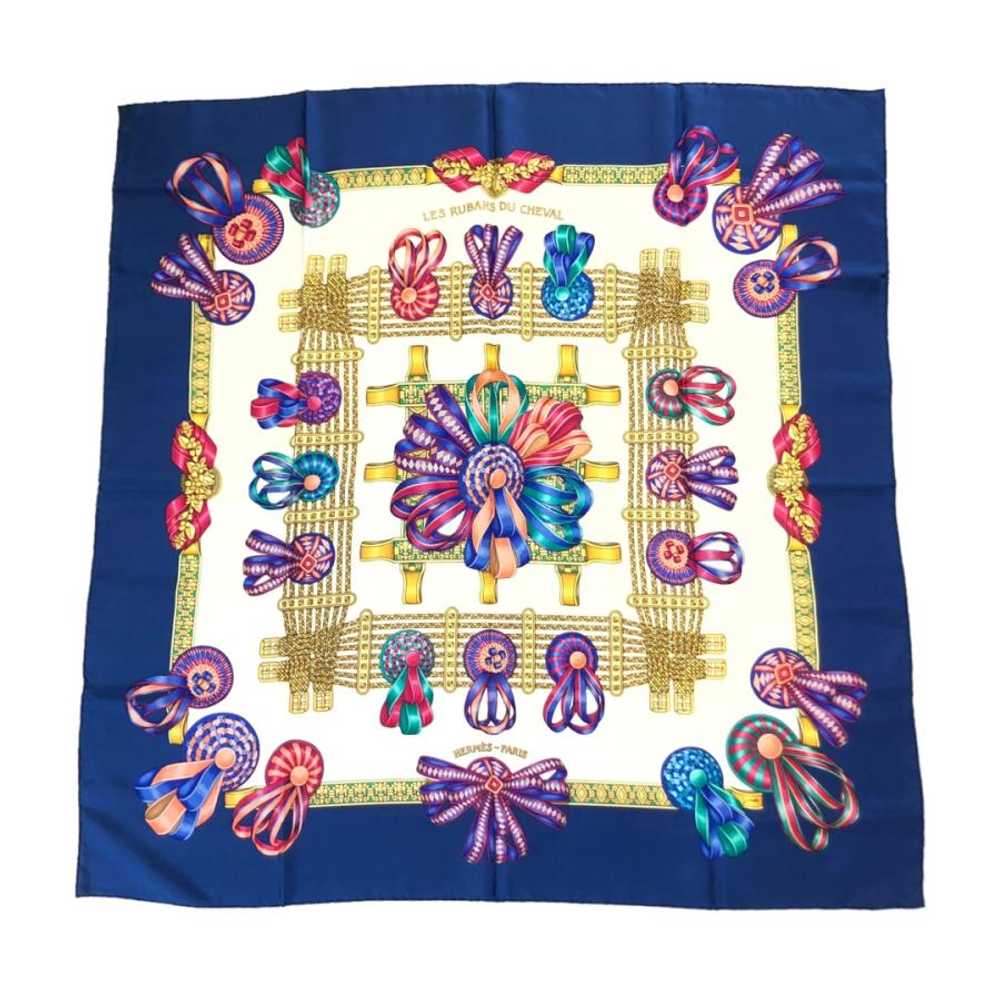 Hermes Scarf CARRES90 Les Rubans Du Cheval Horse … - image 1