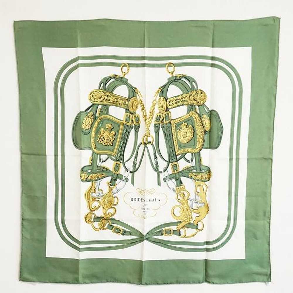 Apzs Hermes Scarf Green White Brides De Gala Cere… - image 1