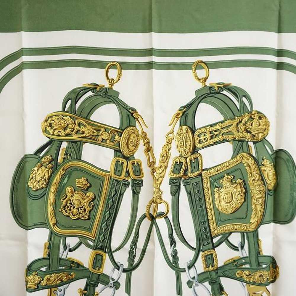 Apzs Hermes Scarf Green White Brides De Gala Cere… - image 2