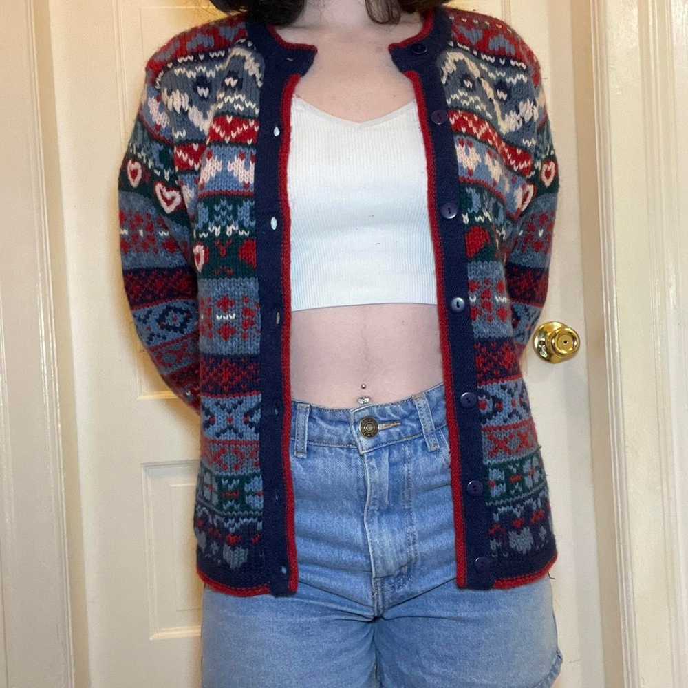 Orvis Vintage blue and red sweater - image 2