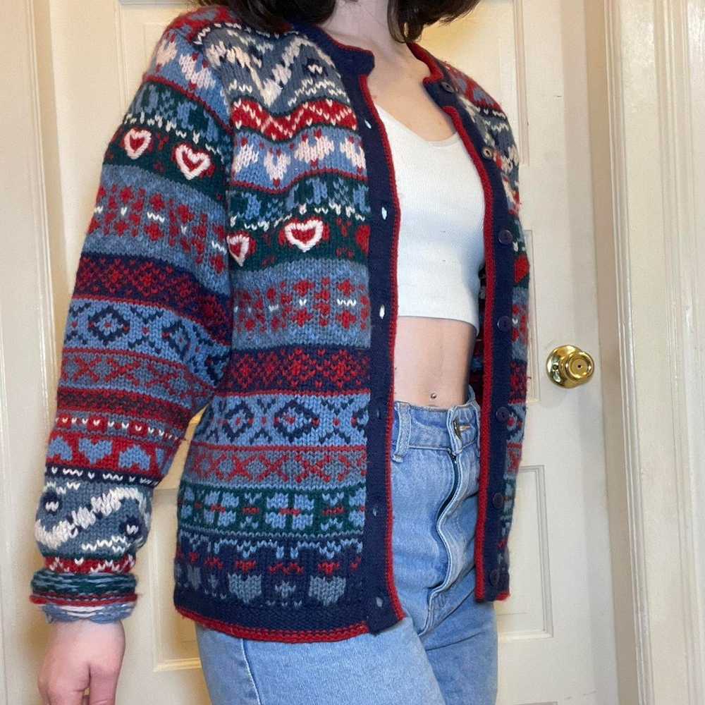 Orvis Vintage blue and red sweater - image 3