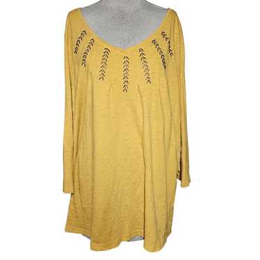 Basic Editions Yellow Cotton Embellished Top Size 