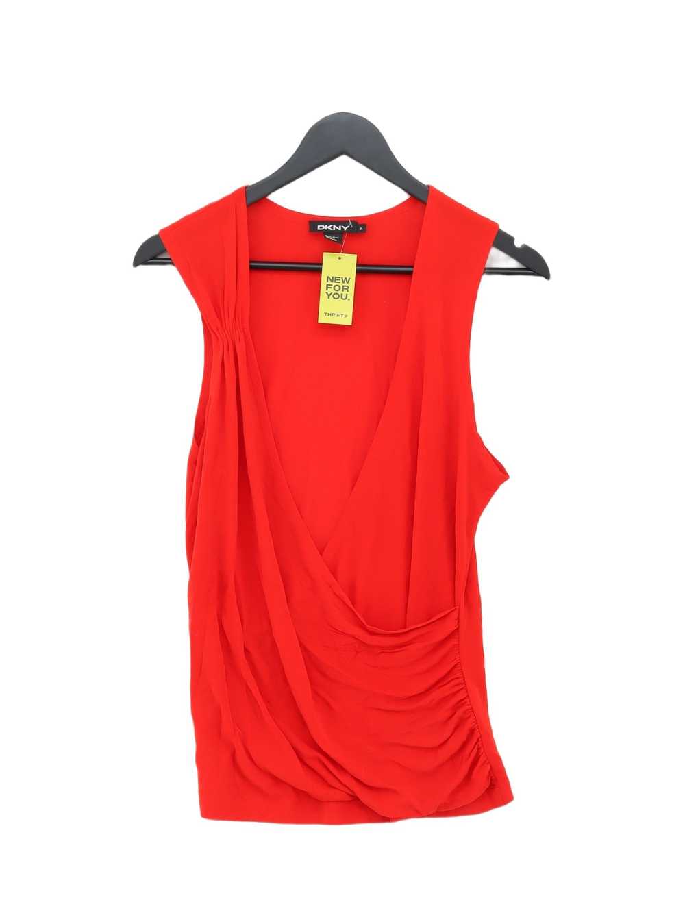 DKNY Women's Top L Red 100% Silk Sleeveless V-Nec… - image 1