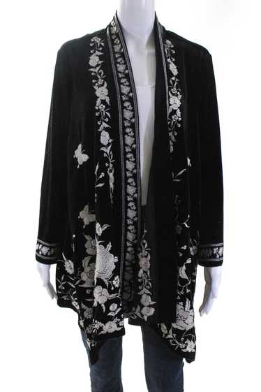 Aris A. Women's Open Front Embroidered Cardigan Bl