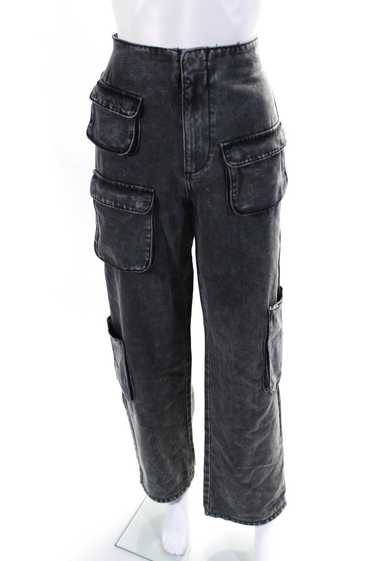 AFRM Womens Mid Rise Acid Wash Straight Leg Cargo 