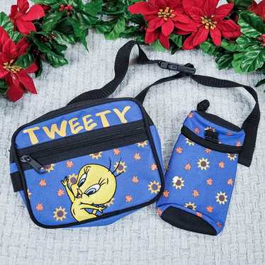 Vintage Looney Tunes Tweety Bird Floral Canvas Fa… - image 1