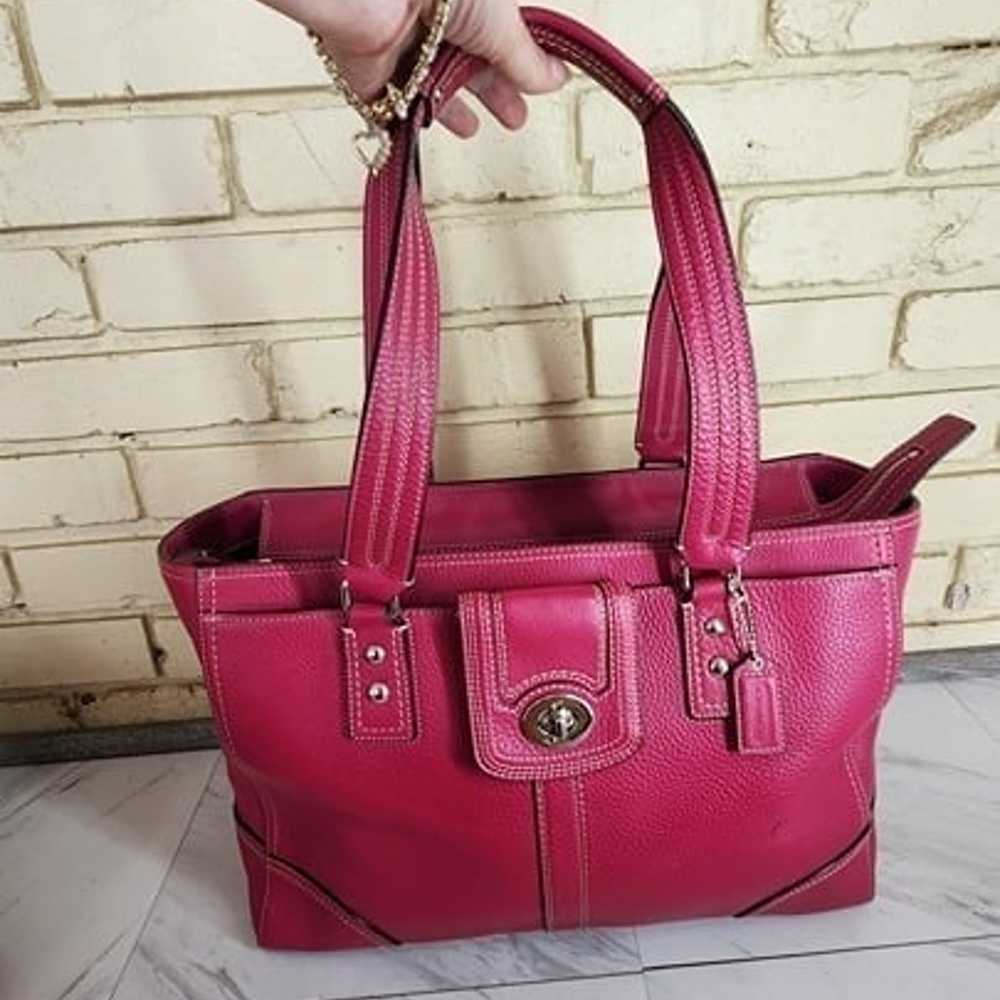 Like New Rare Coach Hampton Fuschia Leather Shoul… - image 1