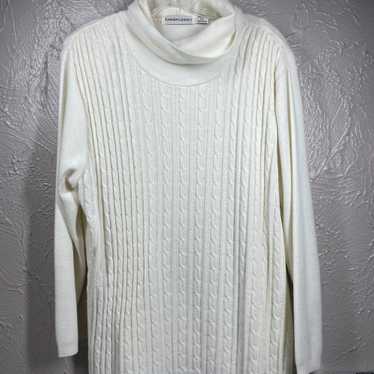 Karen Lessly Cream canle knit Turtle Neck Sweater 