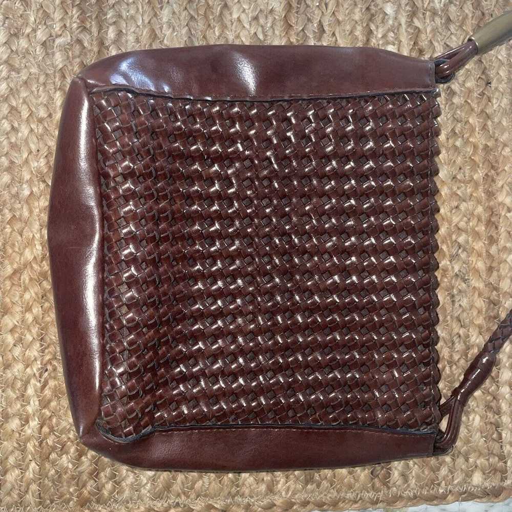 Vintage 90s Liz Claiborne Purse, Brown Woven Leat… - image 4