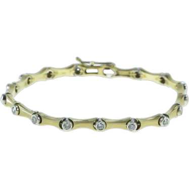 14K 1.00 Ctw Diamond Bamboo Link Bar Tennis Brace… - image 1