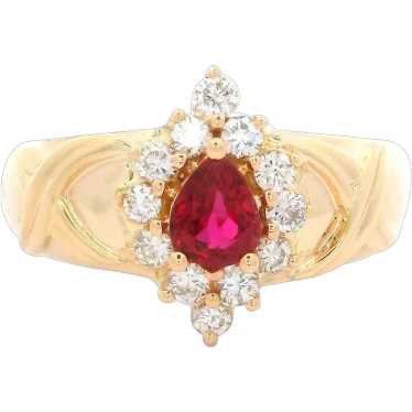 14k Yellow Gold 0.74ctw High Quality Ruby & Diamo… - image 1