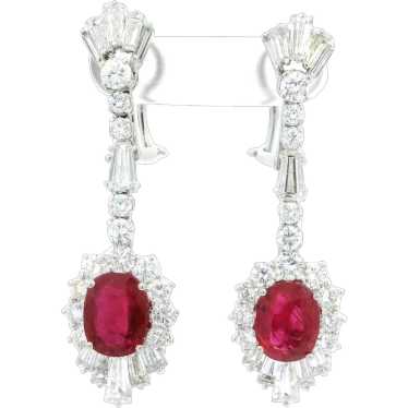 Vintage Elegant Platinum 8.15ctw GIA Ruby & Diamo… - image 1