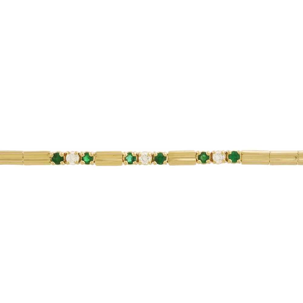 Graceful Emerald and Diamond Bracelet in 14k Yell… - image 3