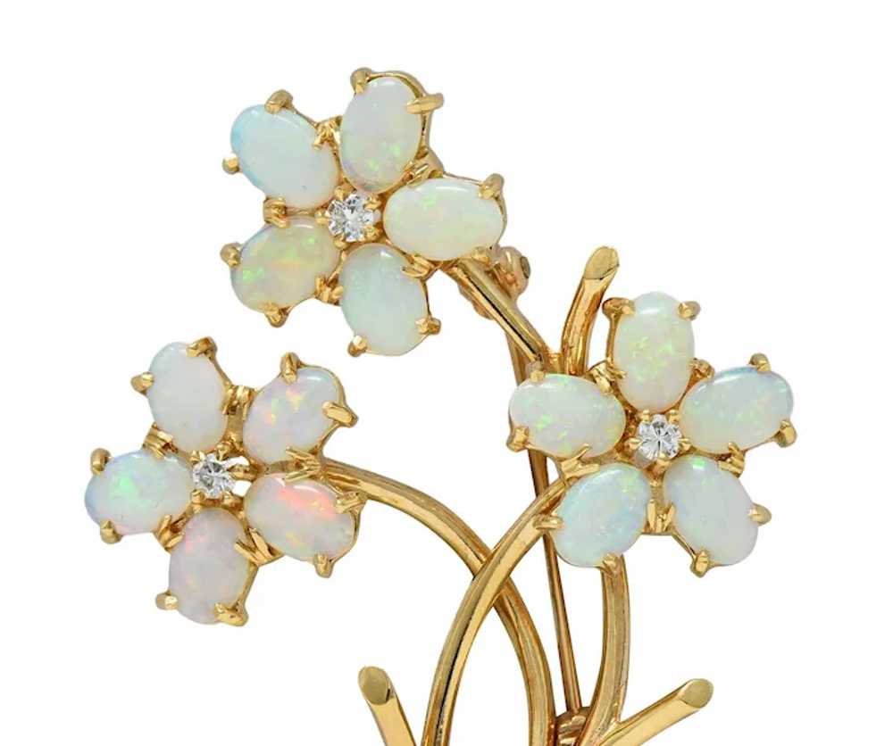 Retro Diamond Opal 14 Karat Yellow Gold Vintage F… - image 6