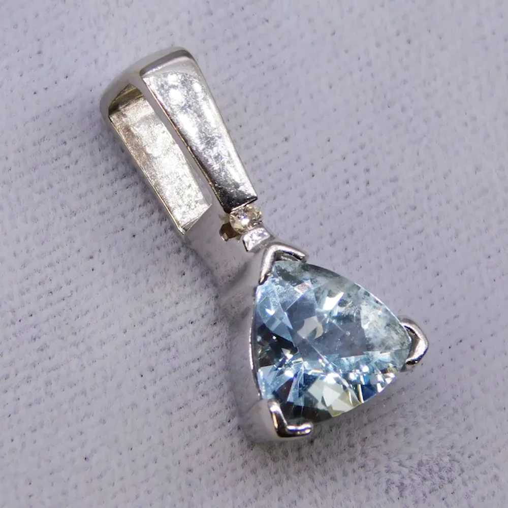 Contemporary 14K Aquamarine White Gold Diamond Pe… - image 10