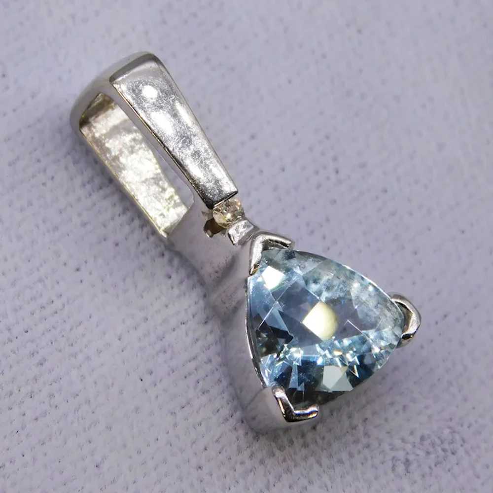 Contemporary 14K Aquamarine White Gold Diamond Pe… - image 11