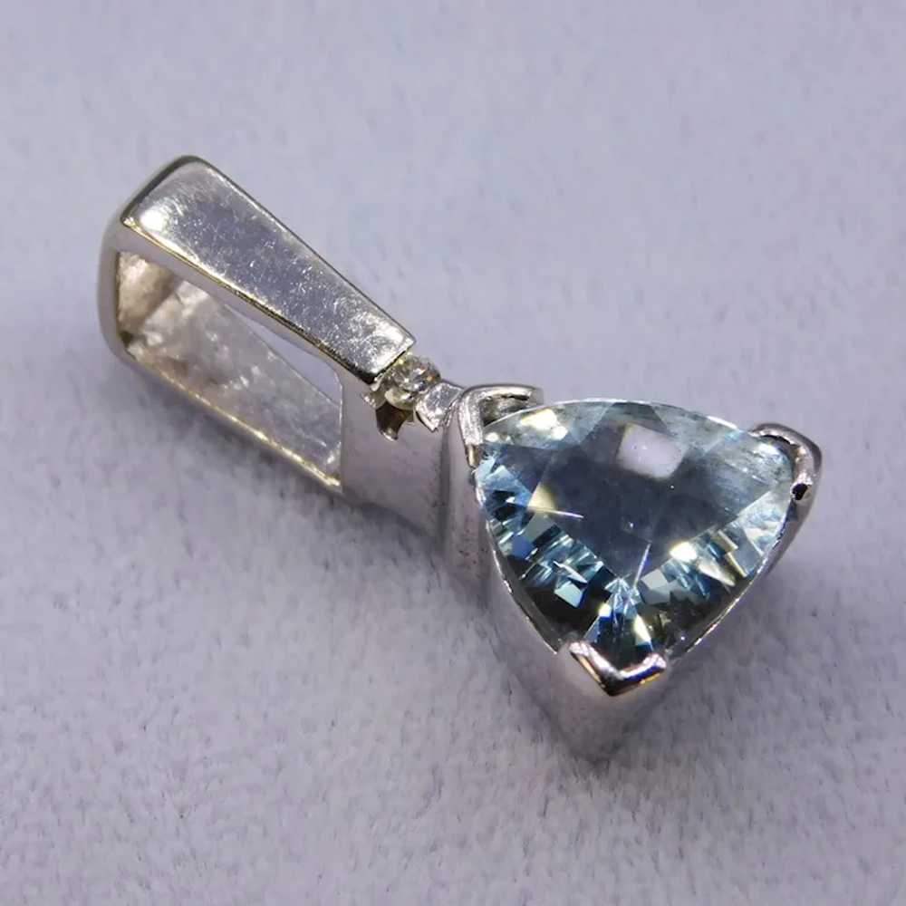 Contemporary 14K Aquamarine White Gold Diamond Pe… - image 12