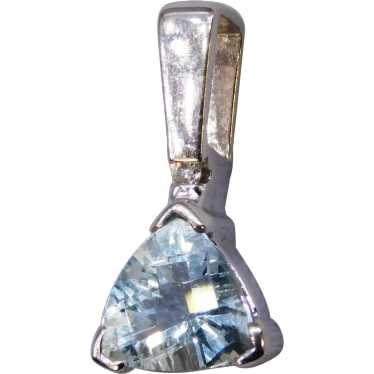 Contemporary 14K Aquamarine White Gold Diamond Pe… - image 1