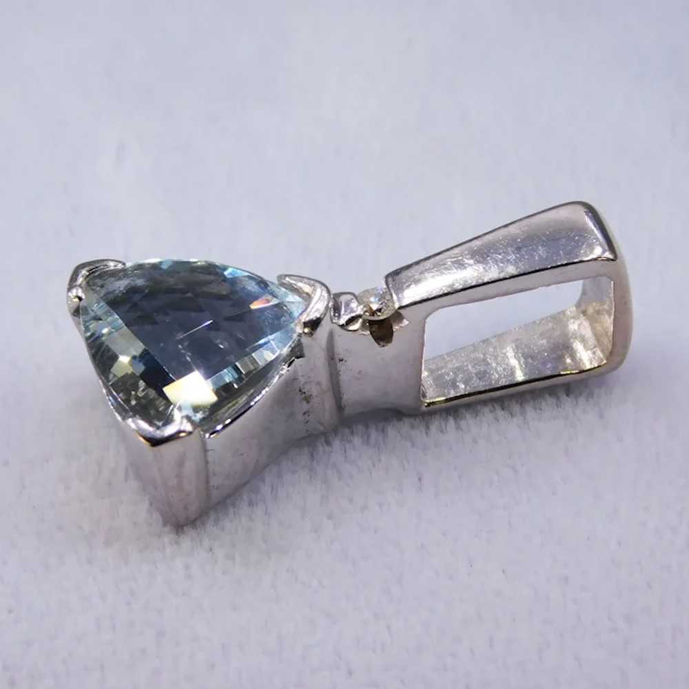 Contemporary 14K Aquamarine White Gold Diamond Pe… - image 3