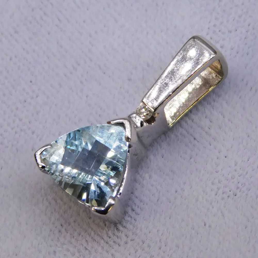 Contemporary 14K Aquamarine White Gold Diamond Pe… - image 4