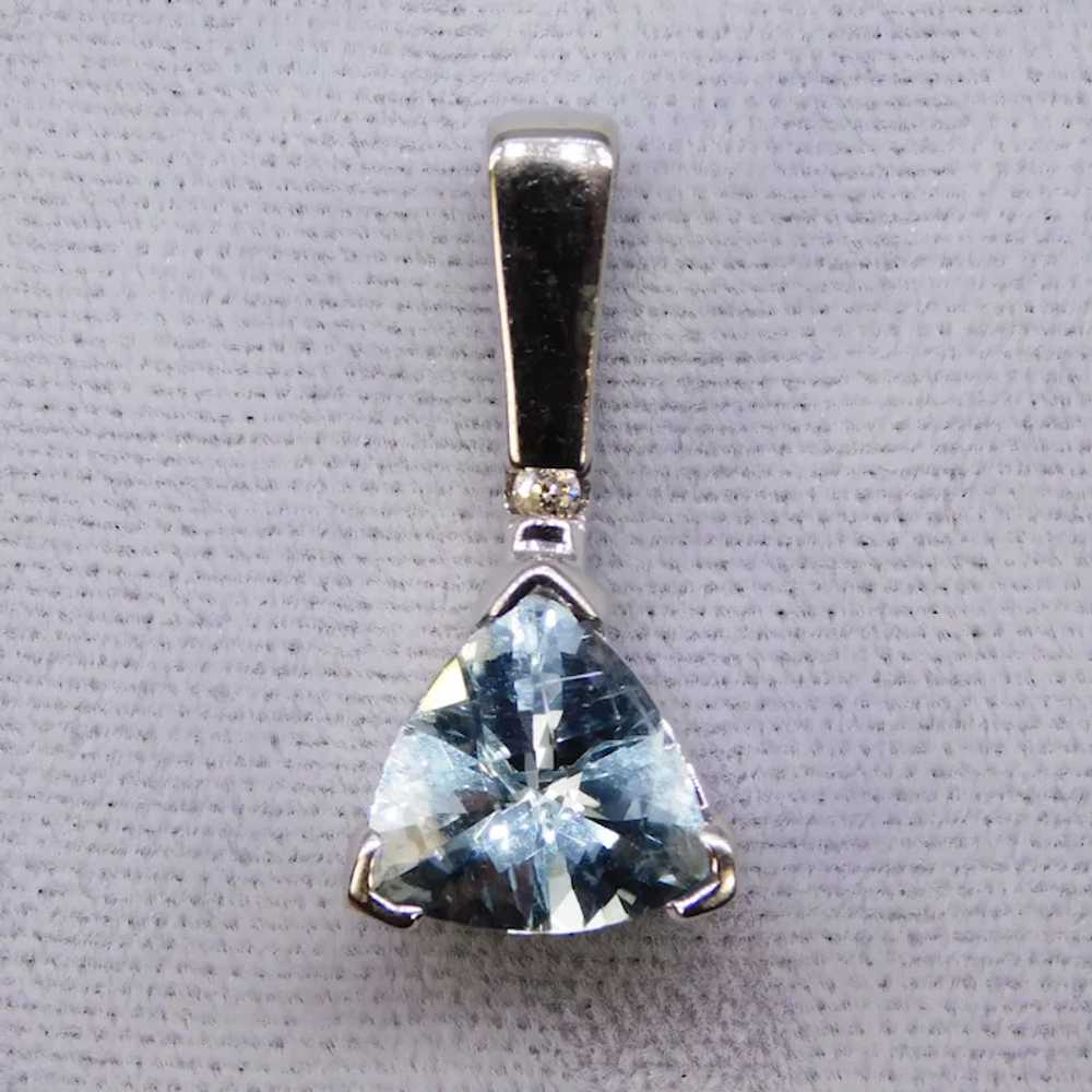 Contemporary 14K Aquamarine White Gold Diamond Pe… - image 6