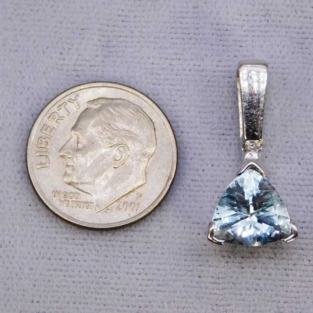 Contemporary 14K Aquamarine White Gold Diamond Pe… - image 8