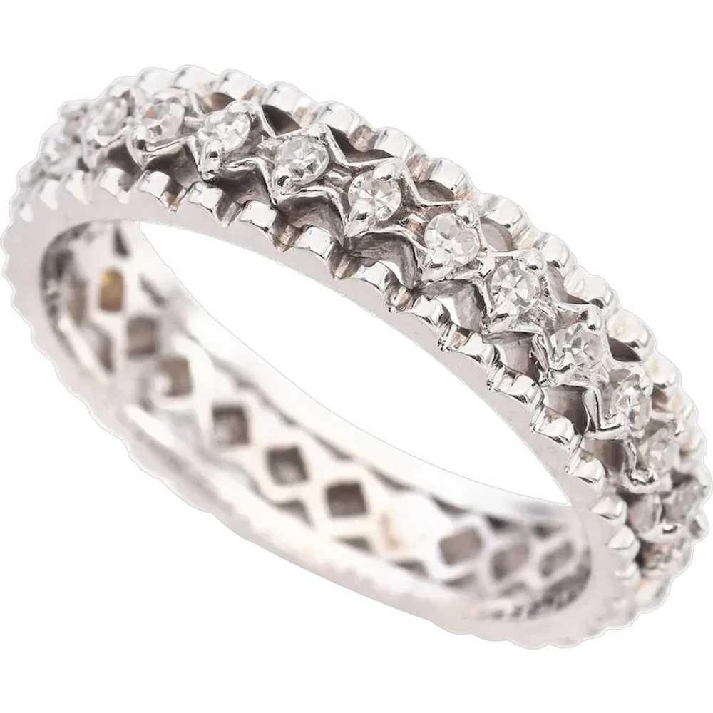 Vintage 14K White Gold Diamond Eternity Band - image 1