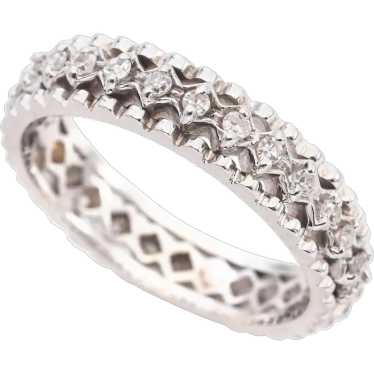 Vintage 14K White Gold Diamond Eternity Band - image 1