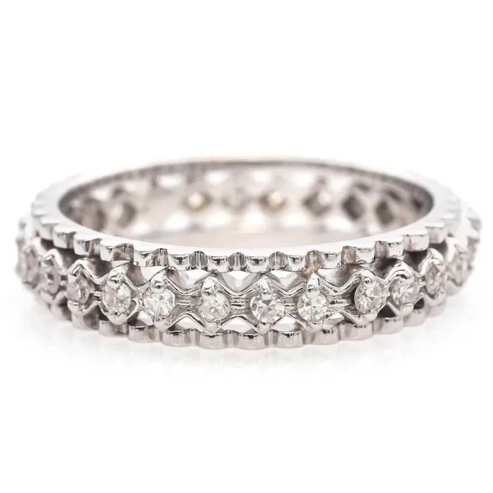 Vintage 14K White Gold Diamond Eternity Band - image 2