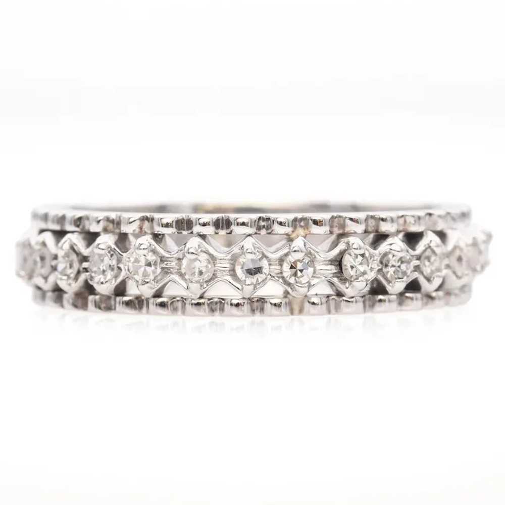 Vintage 14K White Gold Diamond Eternity Band - image 3