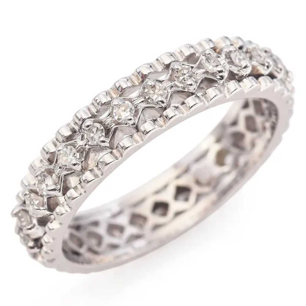 Vintage 14K White Gold Diamond Eternity Band - image 4