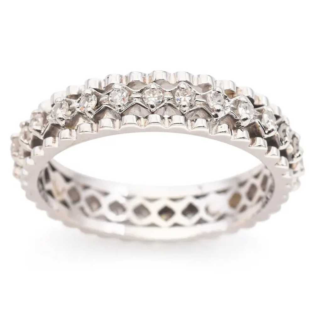 Vintage 14K White Gold Diamond Eternity Band - image 5