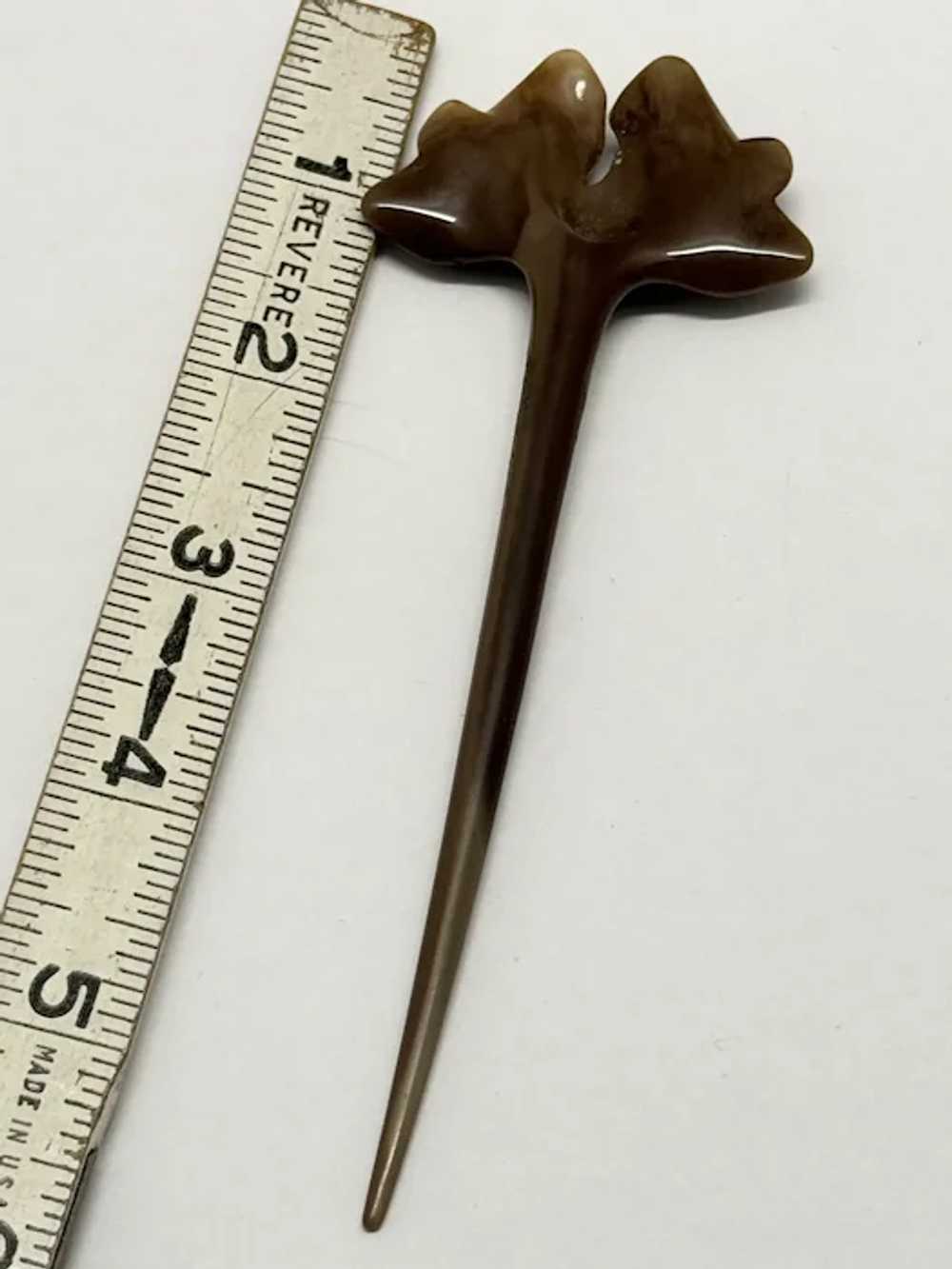 Estate Brown Lucite Hat Stick Pin Hair Comb - image 4