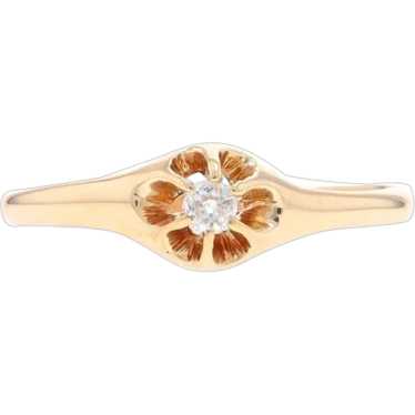 Yellow Gold Diamond Edwardian Solitaire Engagemen… - image 1