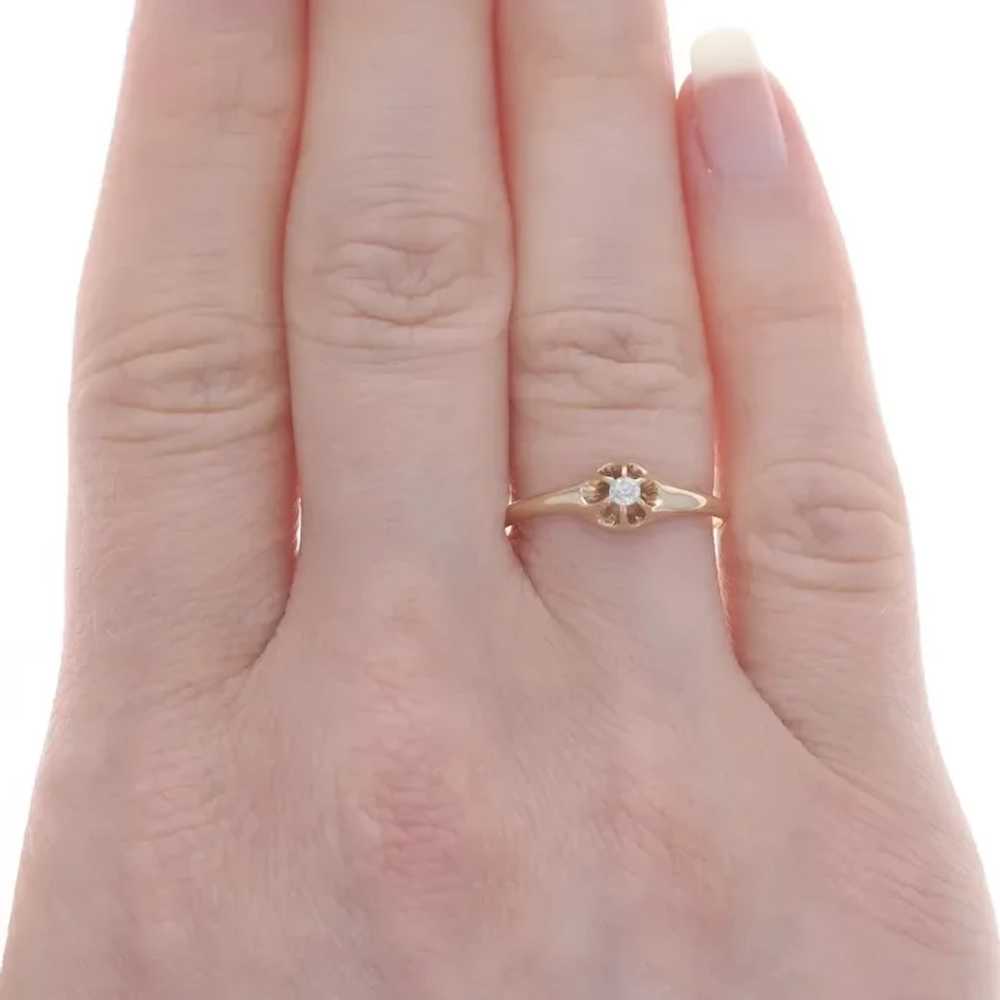 Yellow Gold Diamond Edwardian Solitaire Engagemen… - image 2