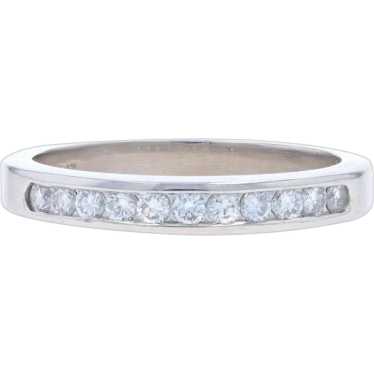 Platinum Diamond Wedding Band - Round Brilliant .… - image 1