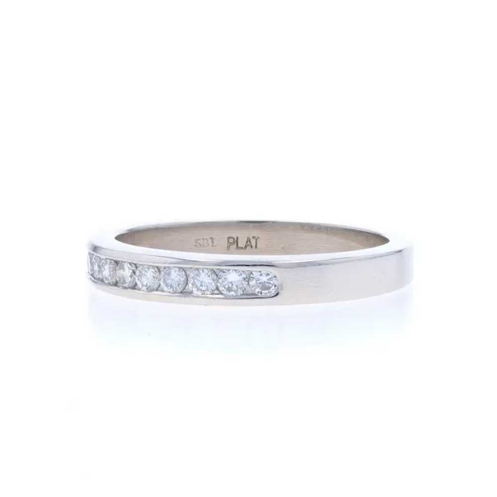 Platinum Diamond Wedding Band - Round Brilliant .… - image 3