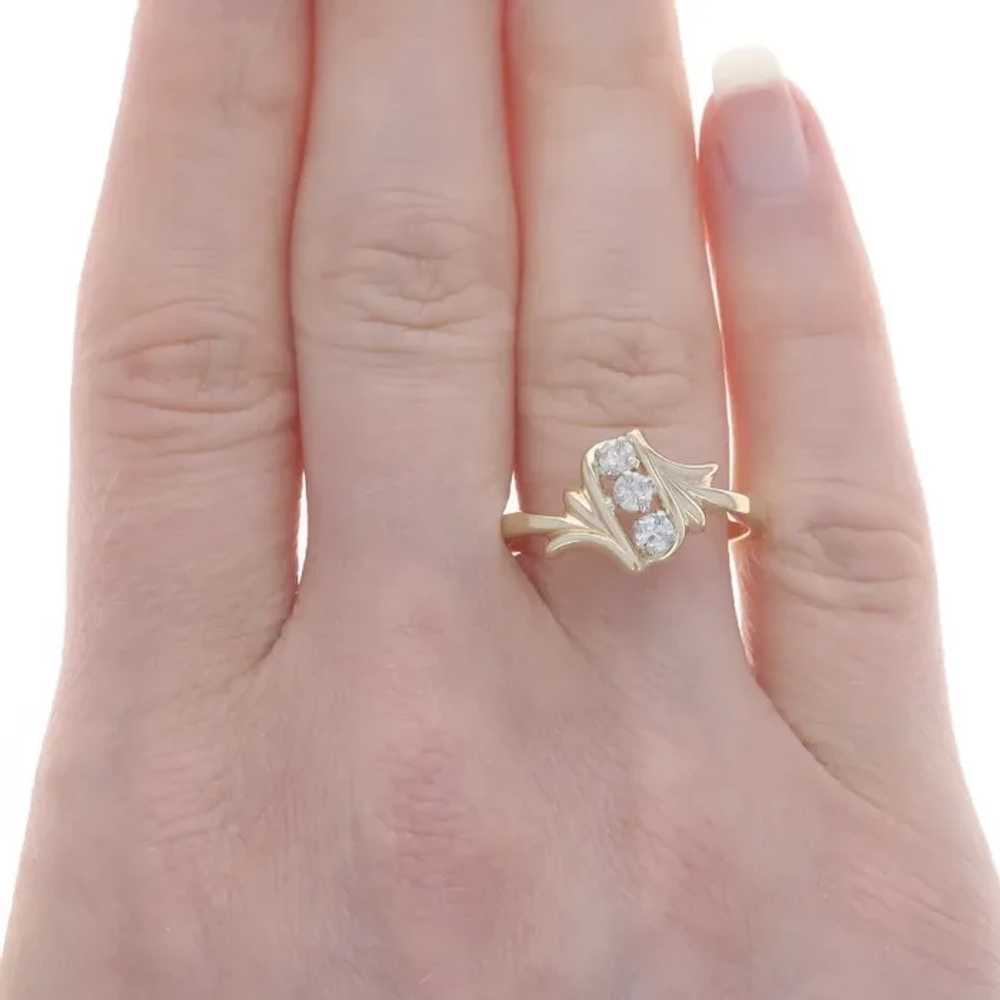 Yellow Gold Diamond Three-Stone Bypass Ring - 14k… - image 2