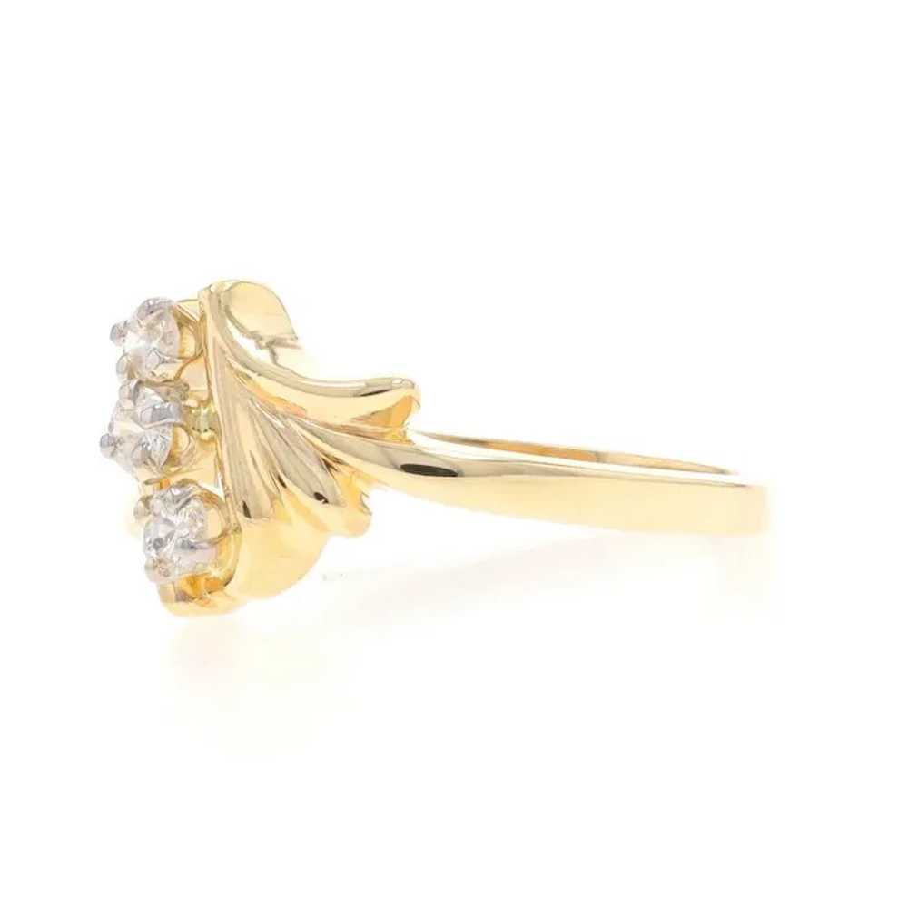 Yellow Gold Diamond Three-Stone Bypass Ring - 14k… - image 3