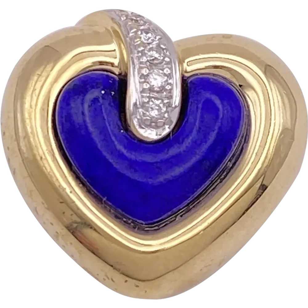 Lapis Lazuli and Diamond Floating Puffy Heart Pen… - image 1