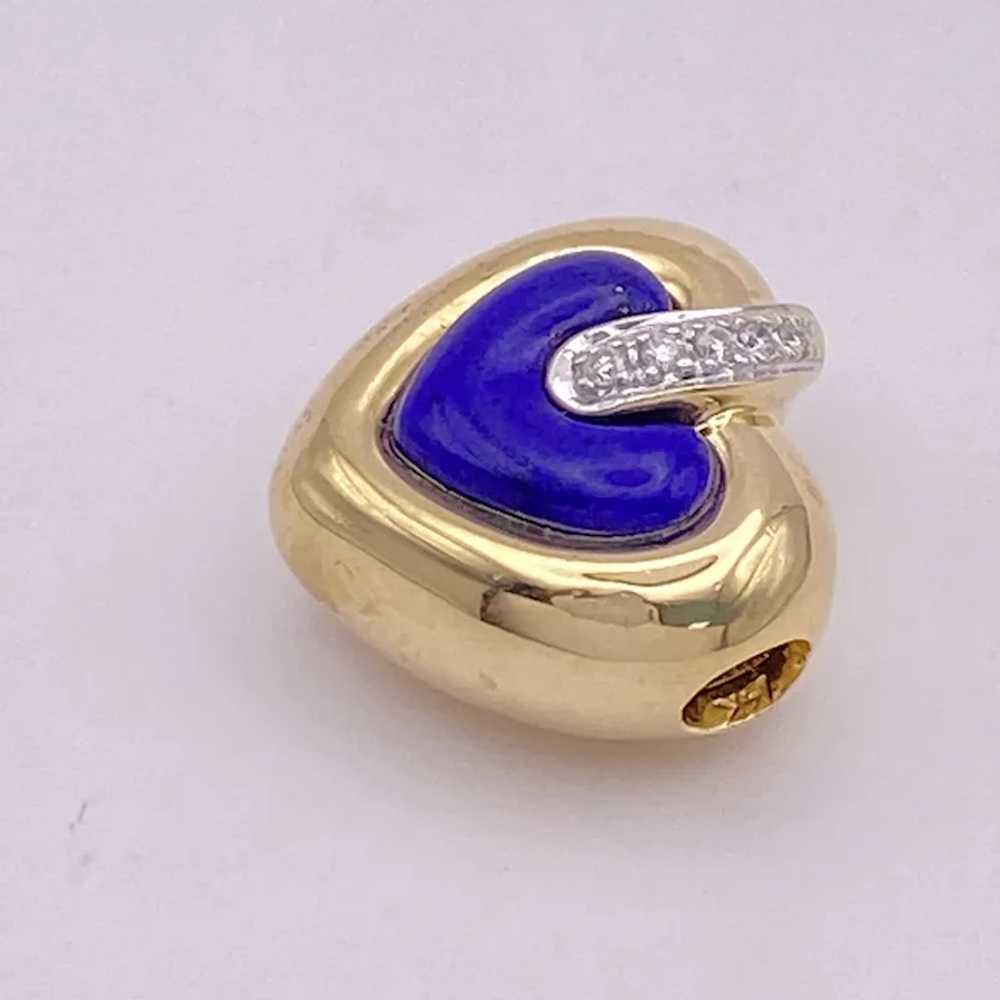 Lapis Lazuli and Diamond Floating Puffy Heart Pen… - image 2